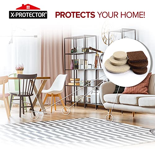 Brown & Beige Felt Furniture Pads Set, 133 pcs - Protect Floors & Furniture