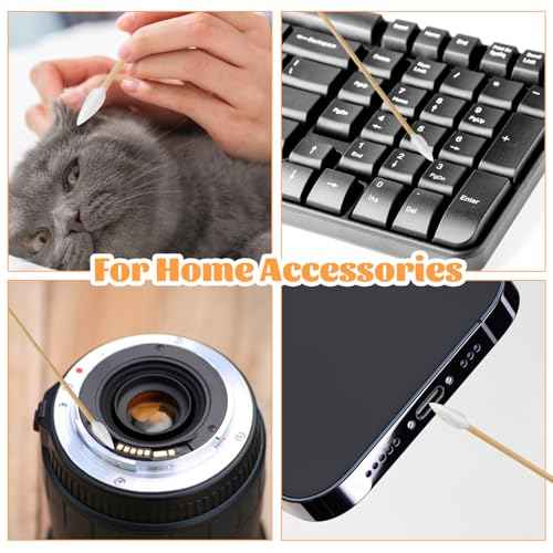 500 PCS 6-Inch Pointed Cotton Swabs with Storage Case, Precision Gun Cleaning Swabs, Lint-Free Bamboo-Handle Long Cotton Swabs for Gun Cleaning, Makeup & Electronics