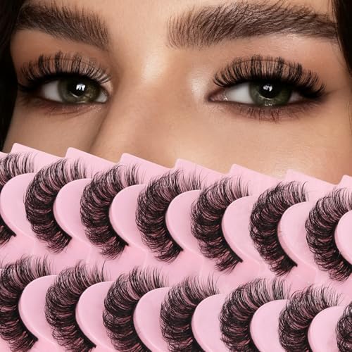 Ahrikiss D Curl Russian Strip Lashes - 10 Pairs Fluffy 3D Volume Faux Mink