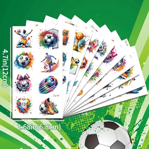 80 PCS Soccer Temporary Tattoos for Kids – 10 Sheets