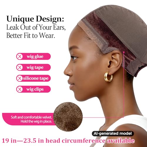 Labhairs Wig Cap with Grip Band - Glueless Lace Front Wig Hold