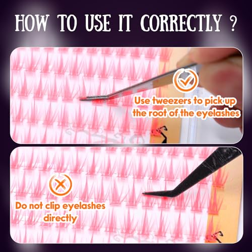 Fluorescent Pink Lash Clusters 12mm - 128 Pieces