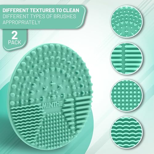 Green Silicone Makeup Brush Cleaner Mat 2 Pack - Deep Cleaning & Travel-Friendly
