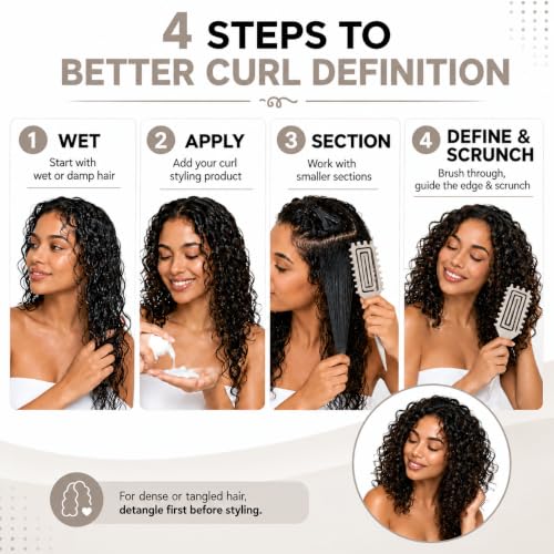 MMBVSZ Curly Hair Brush for Detangling & Defining Curls - Beige