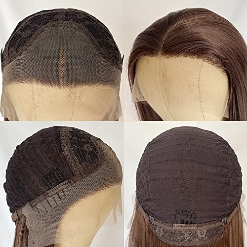 Brown Color Lace Front Wigs Long Straight Hair Synthetic Lace Front Wigs for Fashion Women Heat Resistant Hair