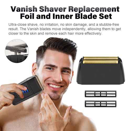 2Pack Shaver Replacement foil Compatible with wahl 5 Star Series Vanish Shaver 8173-700,Super Close Gold Foil & Cutter Bar Assembly Replacement - Compatible with wahl Vanish Replacement Foil, Black