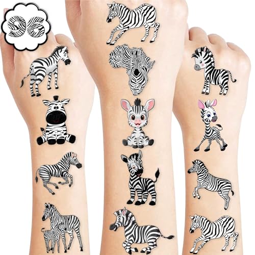 102 PCS Zebra Temporary Tattoos - Safari Party Favors