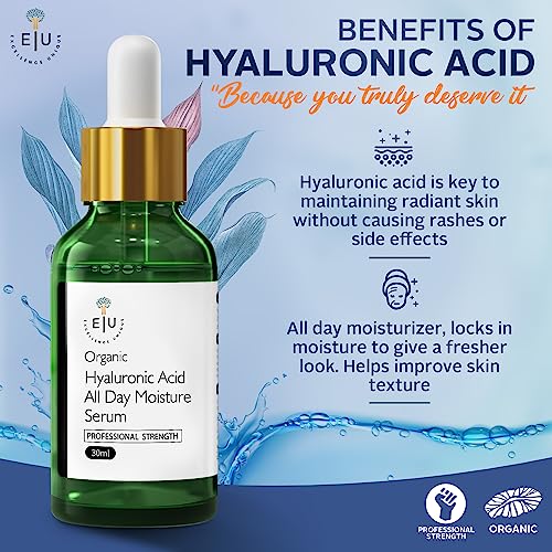 Excellence Unique Hyaluronic Acid Serum - Professional Strength Anti Aging All Day Moisturizer and Skin Tightener - Complete Organic Hydration and Skin Plumping