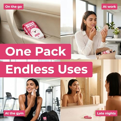 MOONIES Compact Travel Makeup Remover Wipes 99% Water & Aloe