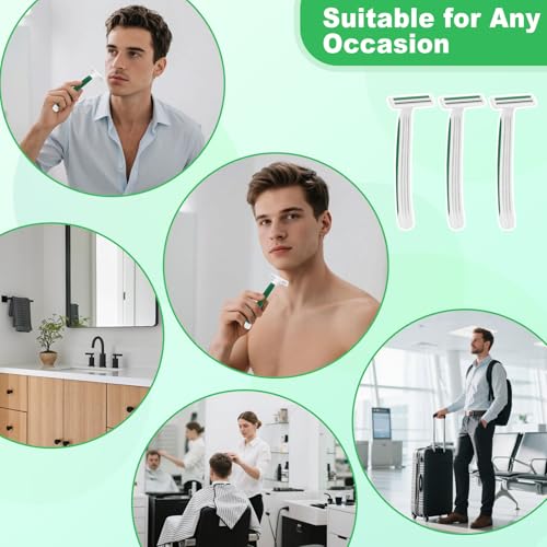 Disposable Razors Bulk, Razors Individually Wrapped Bulk, Travel Razors Bulk With Shaving Cream For Hotels, Shelters, Homeless, Nursing Homes, Charities, Churches, Green (30-PACK)