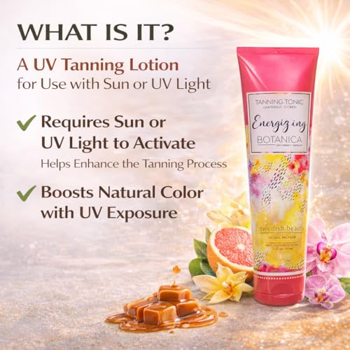Swedish Beauty ENERGIZING Botanica Natural Bronzer (8.5 ounces) Tanning Bed Lotion, Grapefruit and Orchid Blend