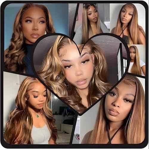 Highlight Body Wave Closure P4/27 Lace Frontal Pre Plucked 2x6 Body Wave Lace Frontal HD Transparent Deep Free Side Part Kim K With Baby Hair Natural Hairline 20 Inch