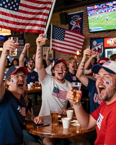 HERSAUL USA Flag Temporary Tattoos for Soccer Fans, 30 Pack - Easy Application for Match Day Celebrations