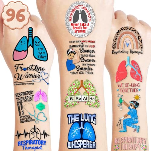 96 Respiratory Therapist Temporary Tattoos - Cute Designs