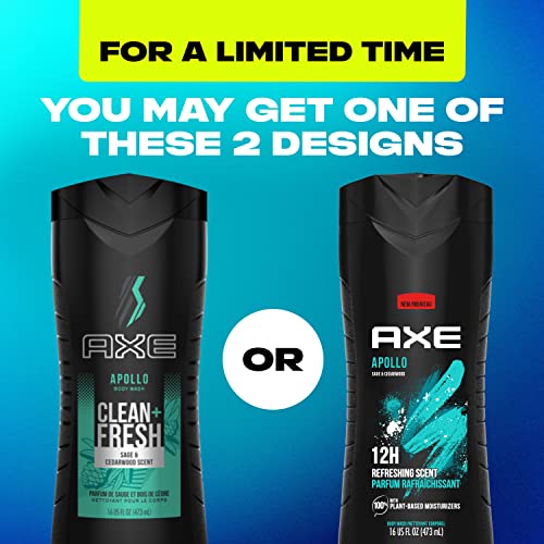 AXE Body Wash Apollo 4 Count for Long Lasting Freshness Sage & Cedarwood Men's Body Wash & Apollo Antiperspirant Deodorant Stick For Men Sage & Cedarwood 48 Hr