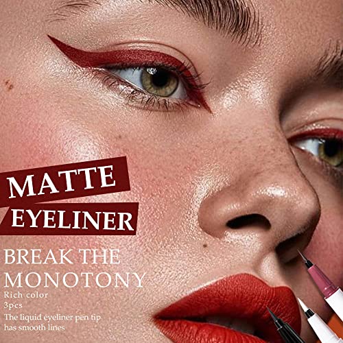 3-Piece Waterproof Liquid Eyeliner Set - White, Red & Black