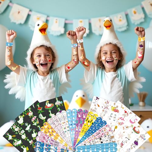 96 Piece Goose Party Favors Set – 72 Tattoos & 24 Slap Bracelets