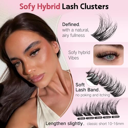 Goddvenus C-Fluff Clusters Wispy D Curl Eyelash Extensions 162pcs Natural Look