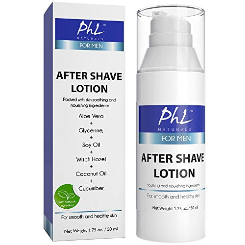 PHL Naturals Unscented Aftershave for Men ? Fragrance-Free, Alcohol-Free After Shave Lotion for Sensitive Skin ? Soothes, Prevents Razor Burn, Moisturizes ? 1.75 oz