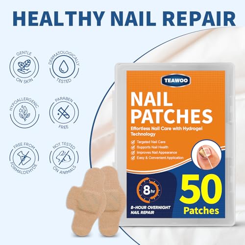 TEAWOO 50-Pack Overnight Toenail Repair Patches for Damaged Nails