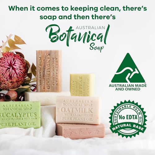 Australian Botanical Soap 6.5 oz, Pack of 4 Goat Milk Soap Bars with Soya Bean Oil, Organic Shea Butter, Natural Soap Base for All Skin Types