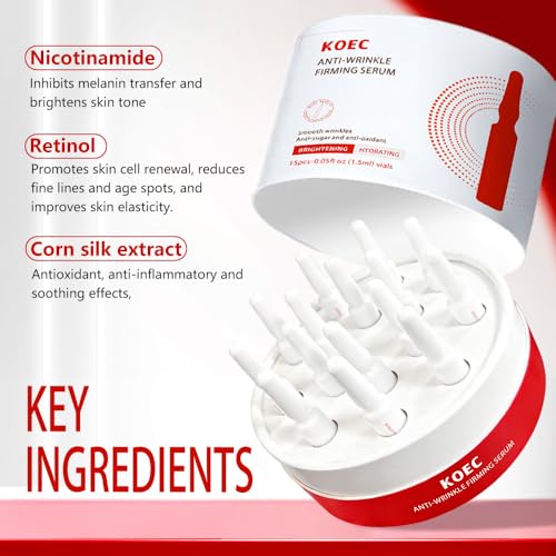 Wrinkle-Reducing Firming Serum with Niacinamide and Hyaluronic Acid - Helps Visibly Refine Skin Texture and Even Out Skin Tone - for Most Skin Types - 15pcs-0.05 fl oz