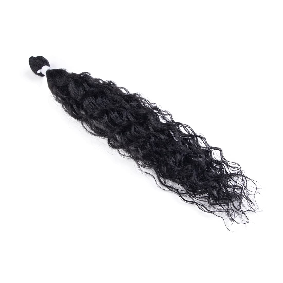 Synthetic Curly Hair Water Wave 8 Bundles with Closure Kinky Curly Hair For Black Women 20 Inch Weft and Wavy Bundles with Closure Hair Extensions Natural Black Color 9Pcs/Lot