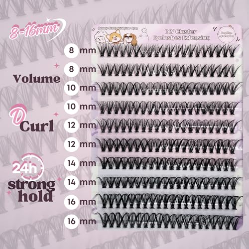 Self Adhesive Eyelash Clusters Kit - D Curl, Reusable Lashes