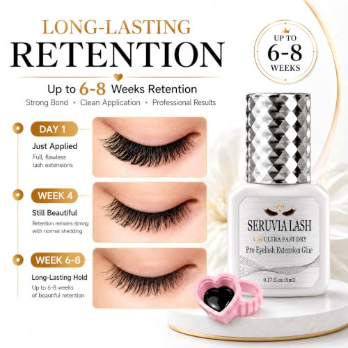 Seruvia 0.5s Fast-Dry Black Lash Extension Glue, 5ml