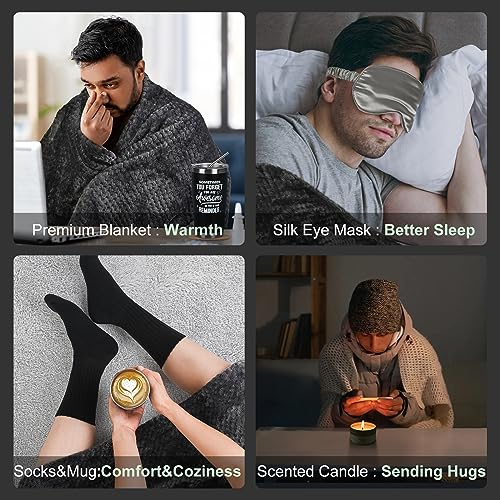 Care Package for Men Sick Friend, Get Well Soon Gifts Basket for Man, Feel Better After Surgery Recover, Thinking of You Sending Hugs Box