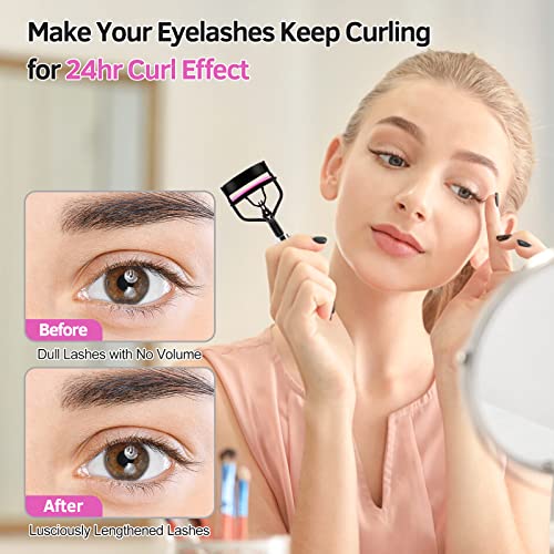 Eyelash Curler Kit with 10 Refill Pads, Tweezers & Eyebrow Brush