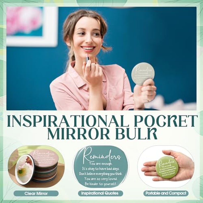 48 Pcs Mental Health Awareness Gifts Bulk Therapists Colored Compact Pocket Mirrors Positive Affirmation Gifts for Women Ladies Teacher Staff Coworker Employee Appreciation Gift (Classic)