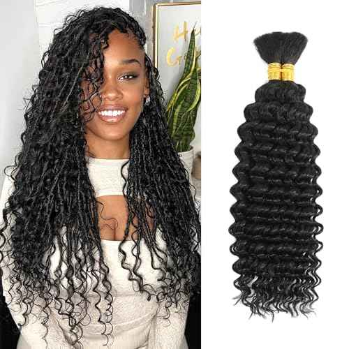 Deep Wave Bulk Human Hair for Boho Braids 100% Unprocessed Brazilian Virgin Human Hair Bulk 2 Bundles Micro Braiding 100g No Weft 26 inch