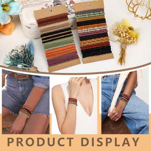 Boho Hair Ties 48pcs,Hair Accessories for Women, Hair Tie Bracelets,Ponytail Holders for Girls with Thick and Thin Hair,Soft Dual-Use No-Damage Ties,Mother's Day, Valentine's Day, Christmas gifts