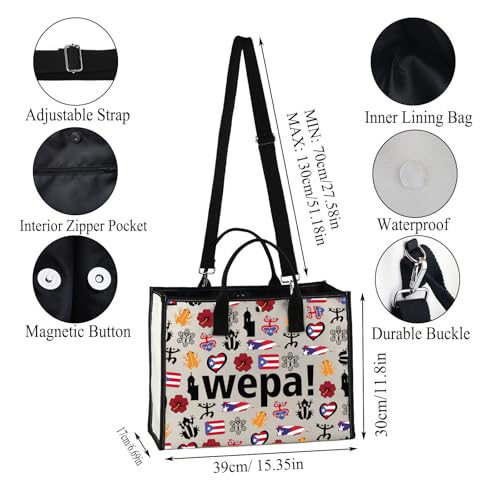 JXGZSO Puerto Rican Flag Cosmetic Bag Wepa Makeup Zipper Bag Puerto Rican Sayings Merch Latina Gift Spanish Gift Puertorican Gift (wepa TT)