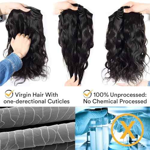 12A Human Hair Bundles Body Wave Human Hair Bundles Body Wave 1 Bundles Raw Human Hair Bundles Virgin Bundles 100% Unprocessed Weave Bundles Human Hair Extensions Natural Black