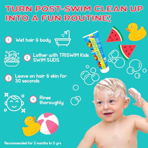 TRISWIM Kid¡¯s SWIM SUDS Formulated for BABIES and up. NATURAL, TEAR-FREE, 2-in-1 Shampoo and Body Wash | Gently Removes Chlorine & Saltwater | Ensuring a Delightful Post-Swim Routine