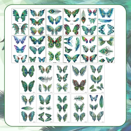 22 Sheets Glitter Butterfly Temporary Tattoos for Women