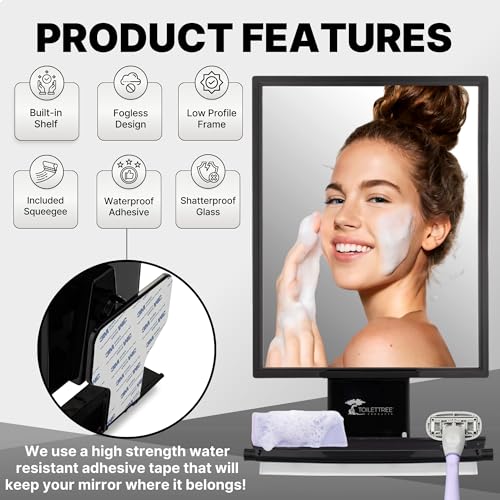 Fogless Shower Mirror with Squeegee - Anti-Fog & Impact-Resistant