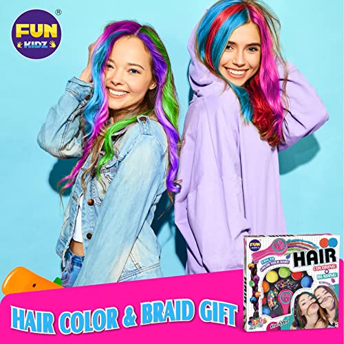 Hair Chalk Kit for Girls with Braiding Beads & Color Clamp