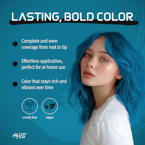 Splat Aqua Rush Semi-Permanent Blue Hair Dye Kit with Bleach & Oxide