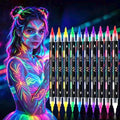 UV Neon Face Paint Pens - 10pc 20 Color Luminous Body Painting Kit