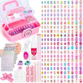480 Pcs Kids Press-On Nail Art Kit with Glue & Storage Case