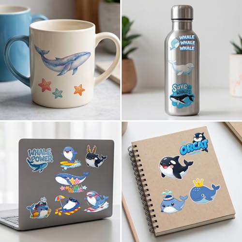 96 Cute Whale Temporary Tattoos for Kids - Ocean Party Favors
