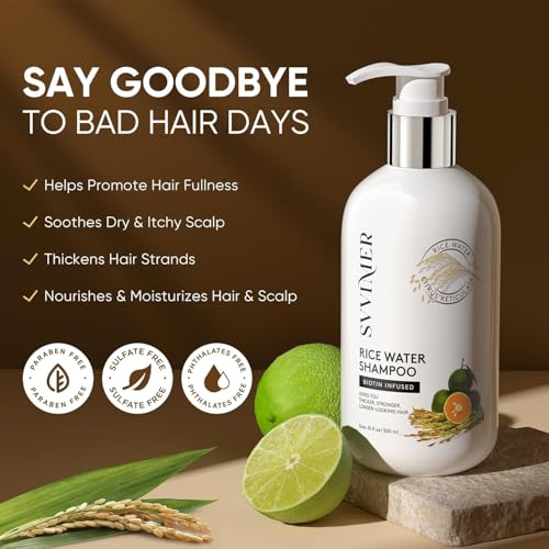 Svvimer Rice Water Hair Growth Shampoo - Biotin Thickening, 10 Fl Oz