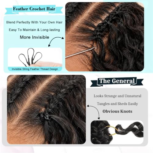 Delizzly 1B# 20 Inch 60g Water Wave Human Crochet Hair Extensions for Black Women