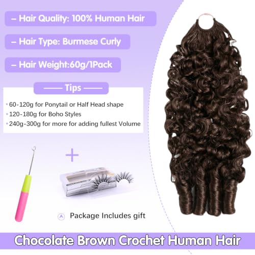 Burmese Curly Crochet Hair 16" - 100% Virgin Remy Human Hair