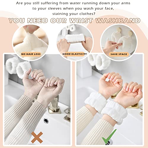 JANFUN Wrist Bands for Washing Face, Spa Wristbands 8PCS, Microfiber Wrist Towels, Face Wash Wristbands, Absorbent Sweatbands to Prevent Water Spillage Down Arms