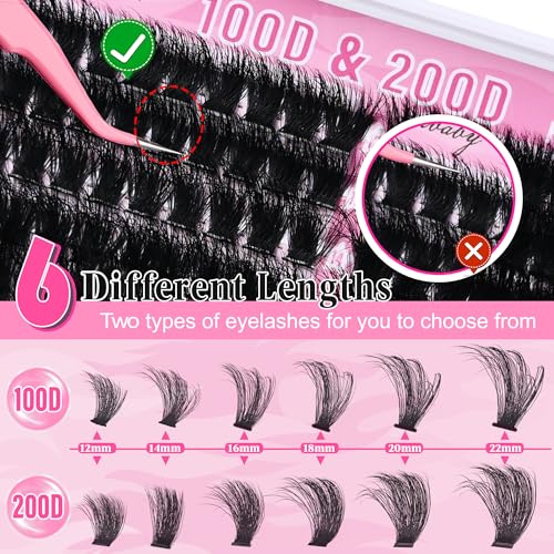 Lash Clusters 12-22mm 280Pcs Volume Extensions D Curl