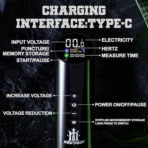 Tattoo Machine Kit OLED tilted screen Direct drive motor 1500mAh battery Fast charge and memory function 20tattoo needles 7colors ink, blue soap transfer gel of complete kit for tattoo artists